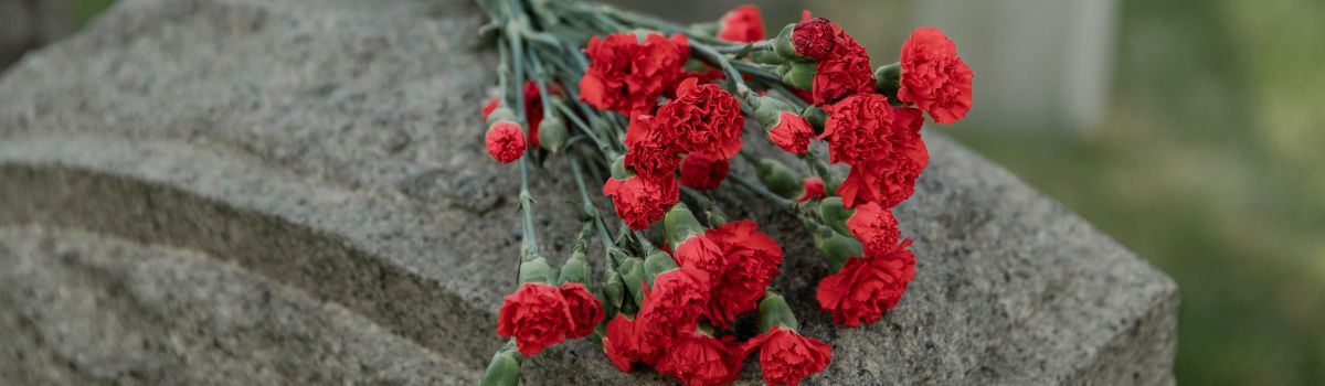 Flowers on a tombstone