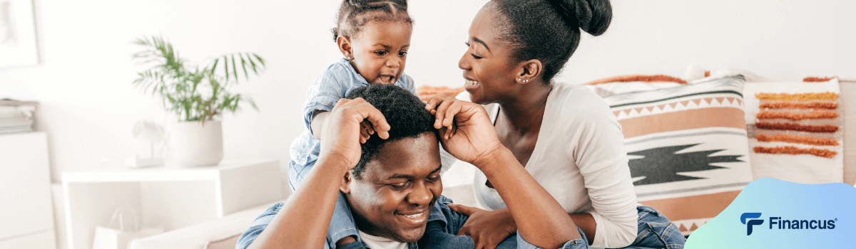 Young family playing daughter